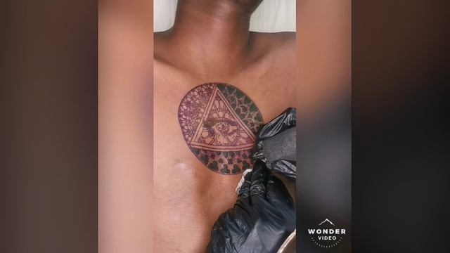 Tattoo An Impossible Triangle And Eyes With Church Infrastructure