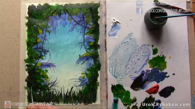 Как нарисовать джунгли. Рисуем вместе джунгли с лианами и пальмами. Валерий Рыбаков. смотреть онлайн