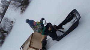 Самодельный мотобуксировщик с двумя гусеницами