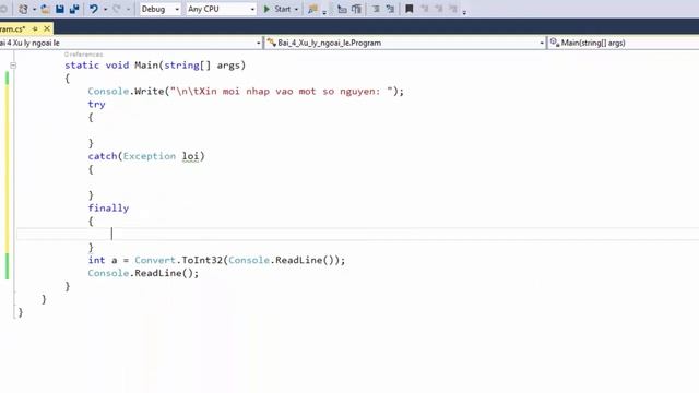 C# cơ bản: Bài 4. Xử lý ngoại lệ try... catch... finaly смотреть онлайн