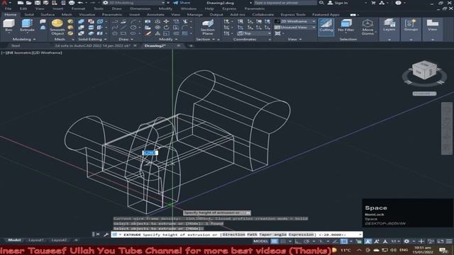 3D sofa making in AutoCAD 2022 | New design 2022 | 1st Part | Engineer Tauseef Ullah смотреть онлайн