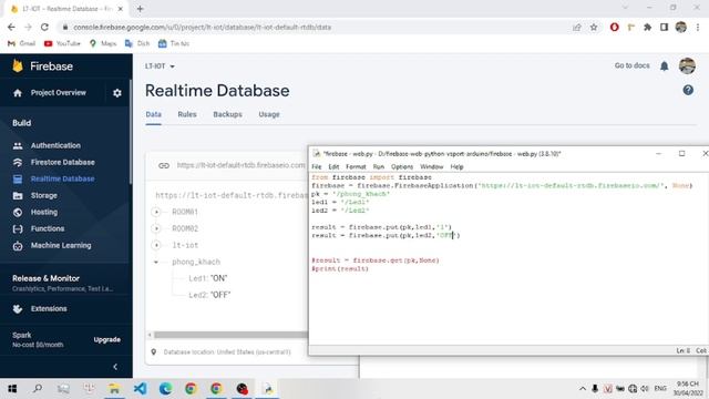 Giao Tiếp Liên Kết Giữa Python Với Firebase | interfacing between python and firebase смотреть онлайн