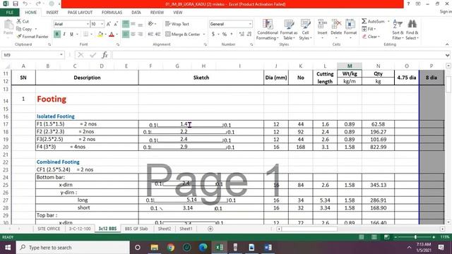 BBS (Bar bending Schedule ) of isolated Footings With Excel File and Example смотреть онлайн
