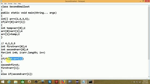 Java Program to Find Second Smallest Number in an Array смотреть онлайн