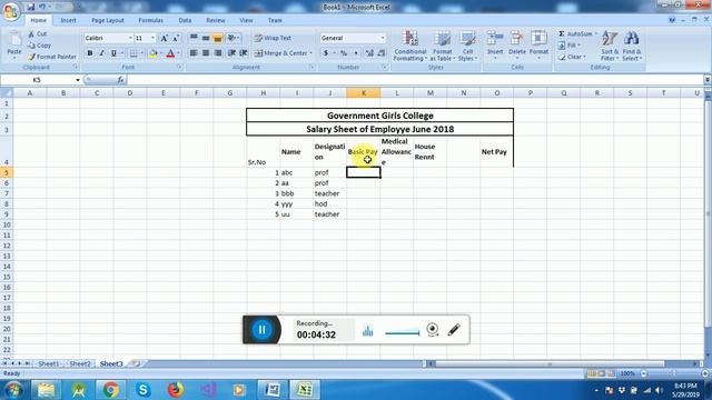 salary sheet in MS Excel смотреть онлайн