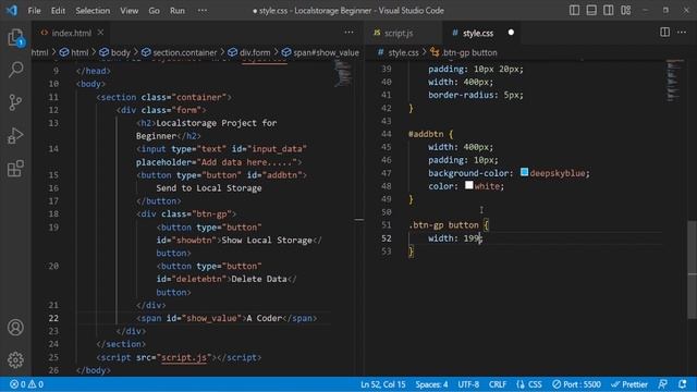 How to add, show and delete data from local storage | JavaScript Project for Beginner смотреть онлайн