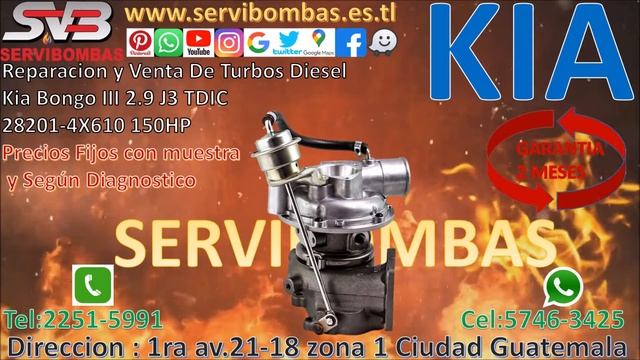 Turbo Kia bongo 2.9 J3 CRDI 4WD 28201-4X701 150HP agua y aceite Guatemala смотреть онлайн