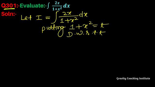 Q301 | Find ∫ 2x/(1+x^2) dx | Integral of 2x by 1 + x square | Integration 2x / 1 + x2 | Class 12 смотреть онлайн