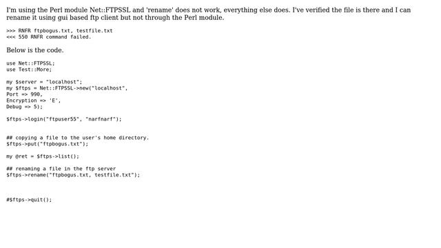 Net::FTPSSL Perl module rename does not work смотреть онлайн