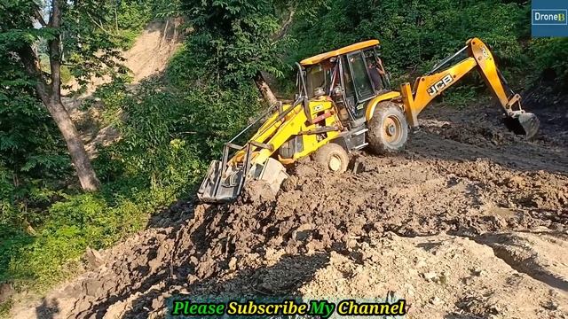 Nearly Roll Down Hill- Backhoe Narrow Escape -JCB Backhoe Loader Video