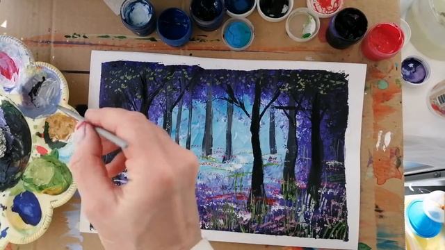 Как нарисовать сказочный лес поэтапно. смотреть онлайн