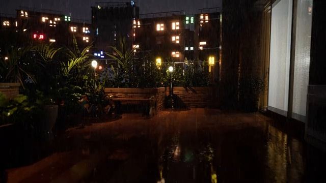 Sound Of Rain Coming From The Balcony - Cozy Veranda Views On A Rainy Night | Rain Sounds