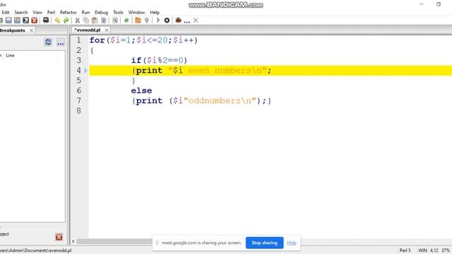 print even odd and search for item in a list in Padre Perl смотреть онлайн