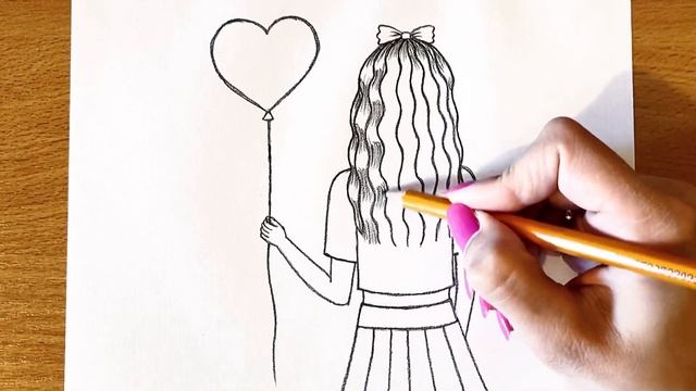 Как Нарисовать Девушку С Воздушным Шариком | Очень Красивый Рисунок Карандашом | Miss Fatima - Art смотреть онлайн