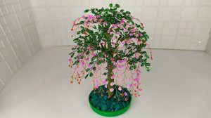 Цветы из бисера. 2 часть. Дерево ГЛИЦИНИЯ из бисера. Мастер класс. Пошаговый МК для начинающих.