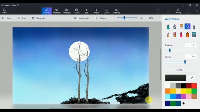 How To Paint Beautiful Scenery In Ms Paint 3d | Ms Paint 3d Tutorial | Ms Paint 3d | Scenery Drawin