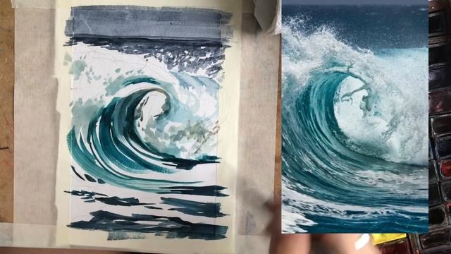 ✨РИСУЕМ МОРСКУЮ ВОЛНУ,ВОДУ,МОРЕ✨пошаговая инструкция,мастер класс✨? смотреть онлайн