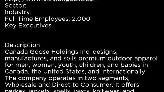 GOOS - Canada Goose Holdings Inc  GOOS Buy Or Sell Buffett Read Basic