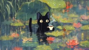 Милый котик слушает расслабляющую музыку