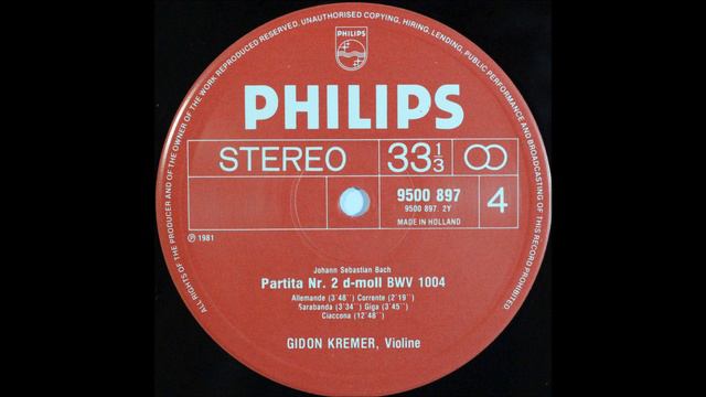 BACH, PARTITA NO 2, GIDON KREMER, VIOLIN