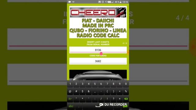 RADIO CODE FOR FIAT DAIICHI - QUBO FIORINO PUNTO LINEA DUCATO - BOXER - JUMPER - LANCIA YPSILON