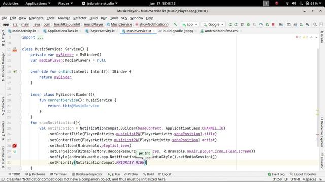 34.Foreground Service with Notification | Music Player App | Android Development Kotlin in Hindi смотреть онлайн