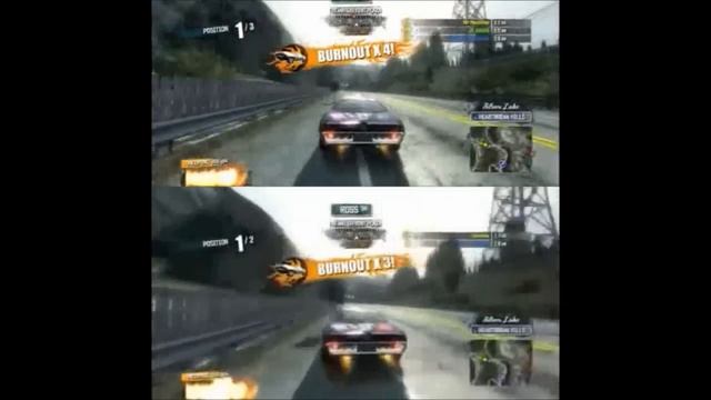 Burnout Paradise - Split Screen Comparison - Plaza Endurance ranked race смотреть онлайн