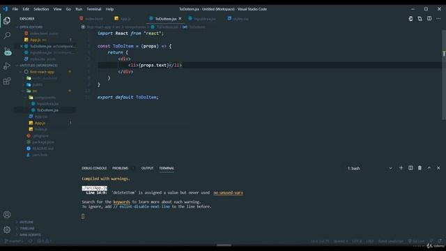 #20 - How to delete an item from the list - React Javascript Beginner's Course смотреть онлайн