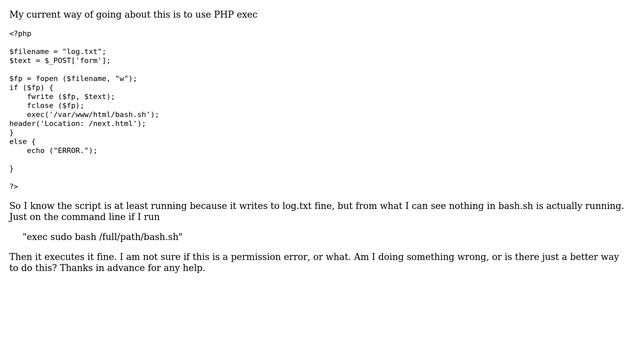 How do I run a bash script prompted by an html form? смотреть онлайн