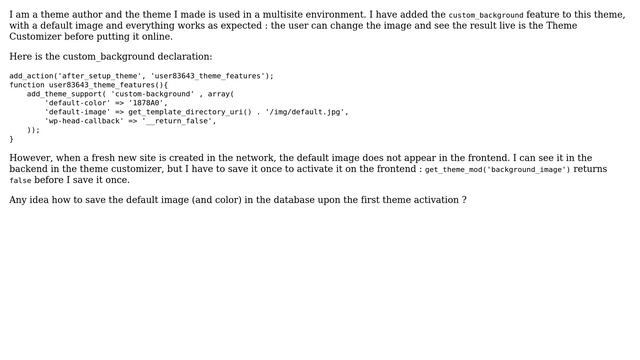 Wordpress: default custom background image not saved in database when creating a new site смотреть онлайн