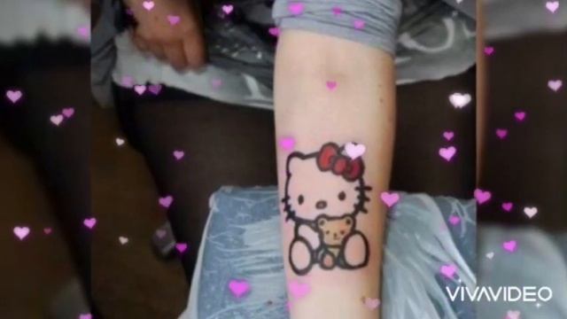 Hello Kitty Tattoo #CuteTattooIdea #HelloKittyLover #MinimalistTattoo #FriendshipTattooGoals