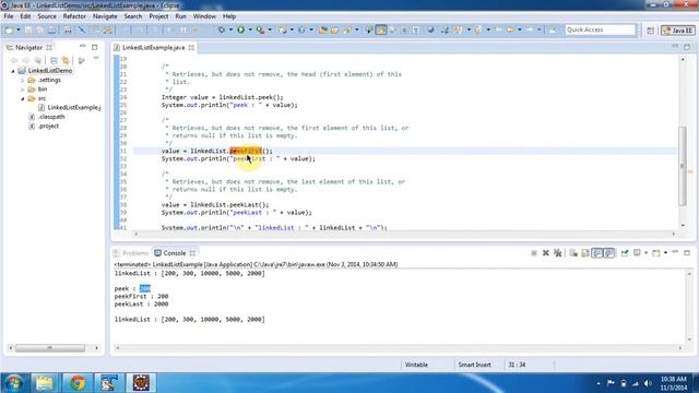 How to retrieve the object from the LinkedList? | LinkedList (Peek methods) смотреть онлайн