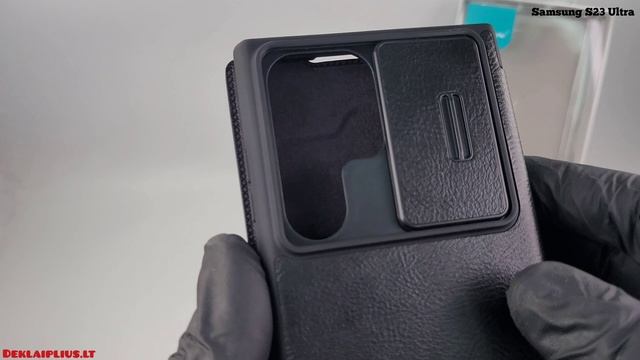Samsung S23 Ultra Nillkin Qin Pro pu leather black color dėklas-чехол-case смотреть онлайн