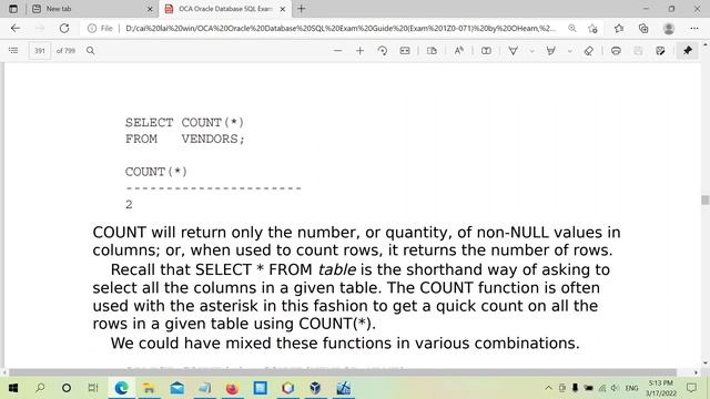 Hàm Count() , OCA Oracle Database SQL Exam Guide Exam 1Z0-071 смотреть онлайн
