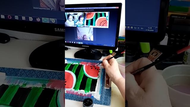 Рисуем арбуз акриловой краской. #дистанционныеуроки #рисуемсгеннадьевной #рисуемвместе #рисуемонлай смотреть онлайн