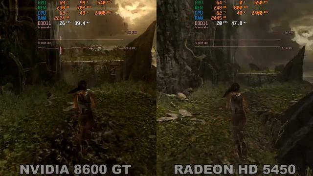 GeForce 8600 GT vs Radeon HD 5450 on Tomb Raider + Core 2 Quad Q6600 смотреть онлайн