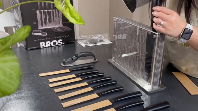 UNBOXING Schmidt Brothers 14 piece black knife set , đập hợp bộ dao đẹp смотреть онлайн