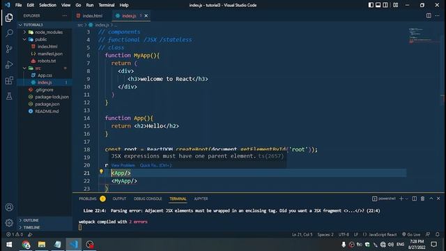 React JS Tutorial [ 3 ] - JSX, functional and class components, render method, ES6 смотреть онлайн