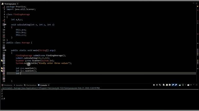 Java Program to find average, using Scanner class(allowing the user to input values) смотреть онлайн