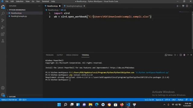 READ EXCEL XLS AND XLSX FILES IN PYTHON VS CODE | READ EXCEL WITH PYTHON | IMPORT EXCEL IN PYTHON смотреть онлайн