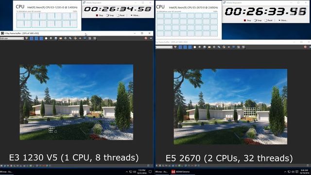 Intel Xeon E3 1230 V5 1 CPU, 8threads vs Intel Xeon E5 2670 2 CPUS, 32 threads смотреть онлайн