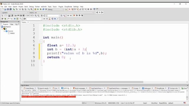 C program for typecasting from float into integer datatype. смотреть онлайн