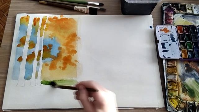 Осенние березки (Акварель) смотреть онлайн