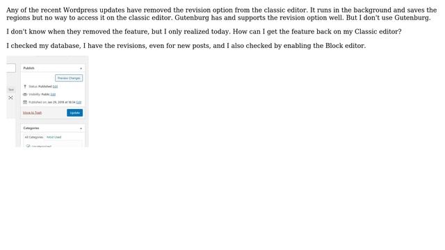 Wordpress: How to get the revisions feature back on the classic editor? смотреть онлайн