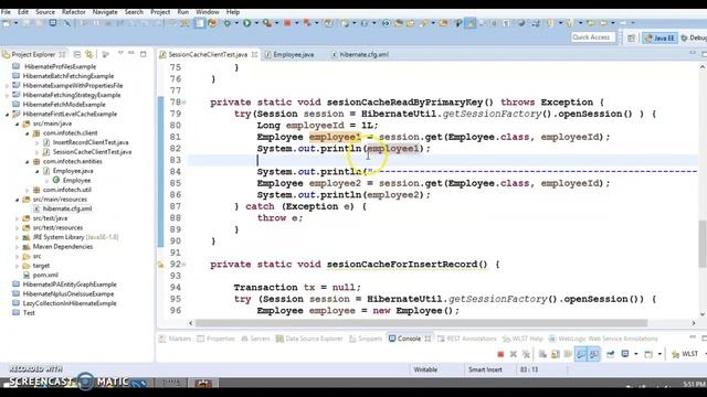 Hibernate First level cache(session cache) example смотреть онлайн