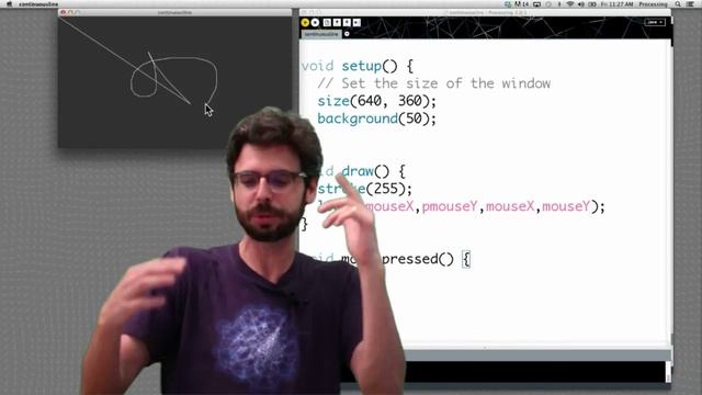3.3: Events (mousePressed, keyPressed) - Processing Tutorial смотреть онлайн
