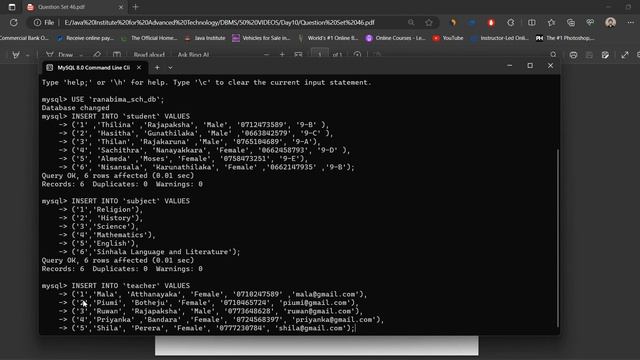 Task46 | How to insert data into tables created using DDL Query. | Java Institute | DBMS | PCJT смотреть онлайн