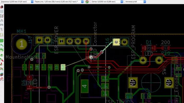 KiCad  5.0 Интерактивная трассировка