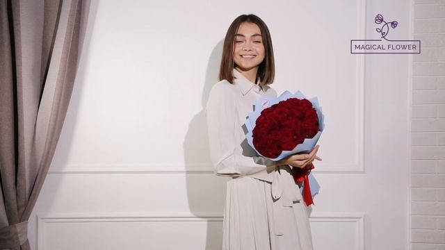 35 красных роз 50 см смотреть онлайн
