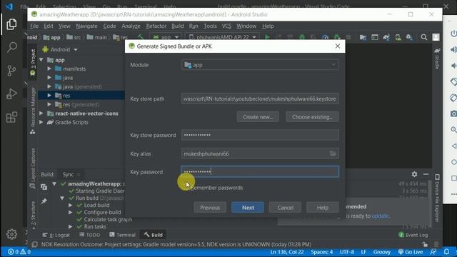 #7 Building app in React Native cli using Android studio | Generate apk | Weather app смотреть онлайн